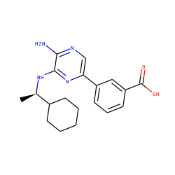C[C@@H](Nc1nc(-c2cccc(C(=O)O)c2)cnc1N)C1CCCCC1 ZINC000096284808