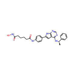 C[C@@H](Nc1ncnc2[nH]c(-c3ccc(NC(=O)CCCCC(=O)NO)cc3)cc12)c1ccccc1 ZINC000043195190