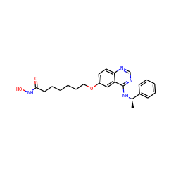C[C@@H](Nc1ncnc2ccc(OCCCCCCC(=O)NO)cc12)c1ccccc1 ZINC000141737519