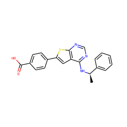 C[C@@H](Nc1ncnc2sc(-c3ccc(C(=O)O)cc3)cc12)c1ccccc1 ZINC000653698606