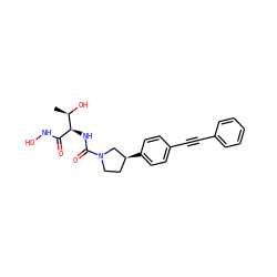 C[C@@H](O)[C@@H](NC(=O)N1CC[C@H](c2ccc(C#Cc3ccccc3)cc2)C1)C(=O)NO ZINC000066066590