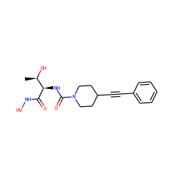 C[C@@H](O)[C@@H](NC(=O)N1CCC(C#Cc2ccccc2)CC1)C(=O)NO ZINC000066098487