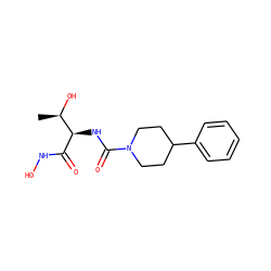 C[C@@H](O)[C@@H](NC(=O)N1CCC(c2ccccc2)CC1)C(=O)NO ZINC000066079893