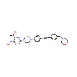 C[C@@H](O)[C@@H](NC(=O)N1CCN(c2ccc(C#Cc3ccc(CN4CCOCC4)cc3)cc2)CC1)C(=O)NO ZINC000066075016