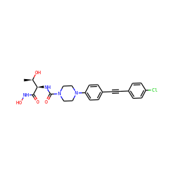 C[C@@H](O)[C@@H](NC(=O)N1CCN(c2ccc(C#Cc3ccc(Cl)cc3)cc2)CC1)C(=O)NO ZINC000066074509