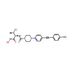 C[C@@H](O)[C@@H](NC(=O)N1CCN(c2ccc(C#Cc3ccc(N)cc3)cc2)CC1)C(=O)NO ZINC000066074335