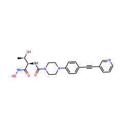 C[C@@H](O)[C@@H](NC(=O)N1CCN(c2ccc(C#Cc3cccnc3)cc2)CC1)C(=O)NO ZINC000066102986