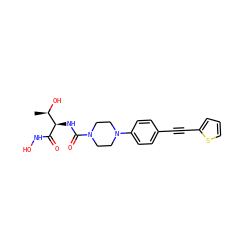 C[C@@H](O)[C@@H](NC(=O)N1CCN(c2ccc(C#Cc3cccs3)cc2)CC1)C(=O)NO ZINC000066066348