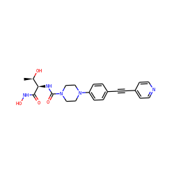 C[C@@H](O)[C@@H](NC(=O)N1CCN(c2ccc(C#Cc3ccncc3)cc2)CC1)C(=O)NO ZINC000066079898
