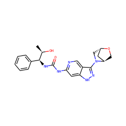 C[C@@H](O)[C@@H](NC(=O)Nc1cc2[nH]nc(N3C[C@H]4C[C@H]3CO4)c2cn1)c1ccccc1 ZINC001772621882