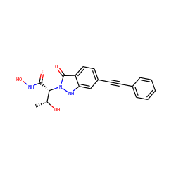 C[C@@H](O)[C@H](C(=O)NO)n1[nH]c2cc(C#Cc3ccccc3)ccc2c1=O ZINC000066076583