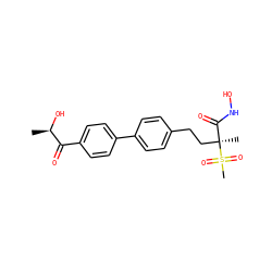 C[C@@H](O)C(=O)c1ccc(-c2ccc(CC[C@@](C)(C(=O)NO)S(C)(=O)=O)cc2)cc1 ZINC000169686434