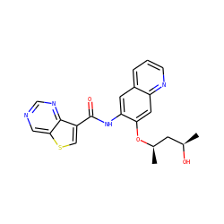 C[C@@H](O)C[C@@H](C)Oc1cc2ncccc2cc1NC(=O)c1csc2cncnc12 ZINC000113654061