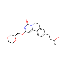 C[C@@H](O)CCc1ccc2c(c1)CCn1c-2cc(OC[C@@H]2COCCO2)nc1=O ZINC000142952162