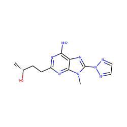 C[C@@H](O)CCc1nc(N)c2nc(-n3nccn3)n(C)c2n1 ZINC000068246080