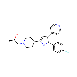 C[C@@H](O)CN1CCC(c2cc(-c3ccncc3)c(-c3ccc(F)cc3)[nH]2)CC1 ZINC000028527829