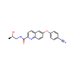 C[C@@H](O)CNC(=O)c1ccc2cc(Oc3ccc(C#N)cc3)ccc2n1 ZINC000584629813