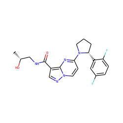 C[C@@H](O)CNC(=O)c1cnn2ccc(N3CCC[C@@H]3c3cc(F)ccc3F)nc12 ZINC000165323668