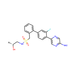 C[C@@H](O)CNS(=O)(=O)Cc1ccccc1-c1ccc(-c2cnc(N)cn2)c(F)c1 ZINC000224734505