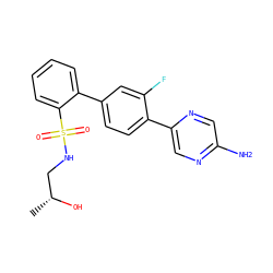 C[C@@H](O)CNS(=O)(=O)c1ccccc1-c1ccc(-c2cnc(N)cn2)c(F)c1 ZINC000224715123