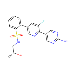C[C@@H](O)CNS(=O)(=O)c1ccccc1-c1cnc(-c2cnc(N)nc2)c(F)c1 ZINC000224736227