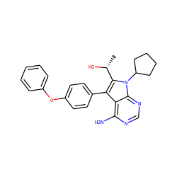C[C@@H](O)c1c(-c2ccc(Oc3ccccc3)cc2)c2c(N)ncnc2n1C1CCCC1 ZINC000026257420