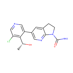 C[C@@H](O)c1c(Cl)cncc1-c1cnc2c(c1)CCN2C(N)=O ZINC001772608326