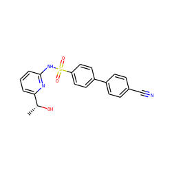 C[C@@H](O)c1cccc(NS(=O)(=O)c2ccc(-c3ccc(C#N)cc3)cc2)n1 ZINC000096258208