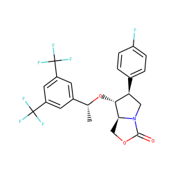 C[C@@H](O[C@@H]1[C@@H](c2ccc(F)cc2)CN2C(=O)OC[C@@H]12)c1cc(C(F)(F)F)cc(C(F)(F)F)c1 ZINC000029132773
