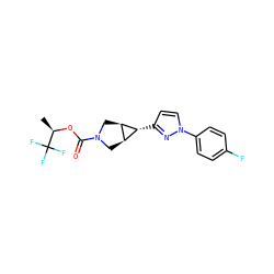 C[C@@H](OC(=O)N1C[C@H]2[C@@H](C1)[C@@H]2c1ccn(-c2ccc(F)cc2)n1)C(F)(F)F ZINC001772618672