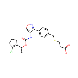 C[C@@H](OC(=O)Nc1conc1-c1ccc(CSCCC(=O)O)cc1)C1=C(Cl)CCC1 ZINC000006745733