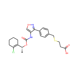 C[C@@H](OC(=O)Nc1conc1-c1ccc(CSCCC(=O)O)cc1)C1=C(Cl)CCCC1 ZINC000028903677