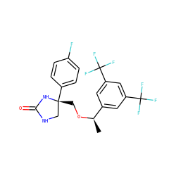 C[C@@H](OC[C@@]1(c2ccc(F)cc2)CNC(=O)N1)c1cc(C(F)(F)F)cc(C(F)(F)F)c1 ZINC000028570635