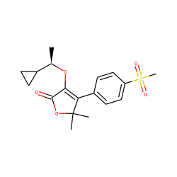 C[C@@H](OC1=C(c2ccc(S(C)(=O)=O)cc2)C(C)(C)OC1=O)C1CC1 ZINC000026291230