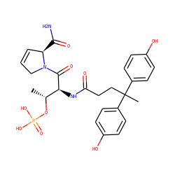 C[C@@H](OP(=O)(O)O)[C@H](NC(=O)CCC(C)(c1ccc(O)cc1)c1ccc(O)cc1)C(=O)N1CC=C[C@H]1C(N)=O ZINC000028466508