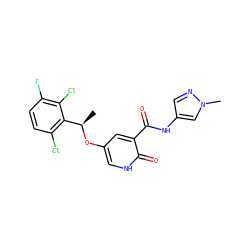C[C@@H](Oc1c[nH]c(=O)c(C(=O)Nc2cnn(C)c2)c1)c1c(Cl)ccc(F)c1Cl ZINC000096258138