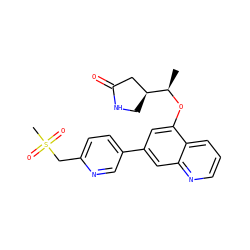 C[C@@H](Oc1cc(-c2ccc(CS(C)(=O)=O)nc2)cc2ncccc12)[C@H]1CNC(=O)C1 ZINC000147820997