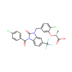C[C@@H](Oc1cc(Cn2c(=O)n(C(=O)c3ccc(Cl)cc3)c3ccc(C(F)(F)F)cc32)ccc1Cl)C(=O)O ZINC000073198665