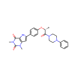 C[C@@H](Oc1ccc(-c2cc3c([nH]2)c(=O)n(C)c(=O)n3C)cc1)C(=O)N1CCN(c2ccccc2)CC1 ZINC000029061518