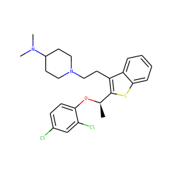 C[C@@H](Oc1ccc(Cl)cc1Cl)c1sc2ccccc2c1CCN1CCC(N(C)C)CC1 ZINC000027547587