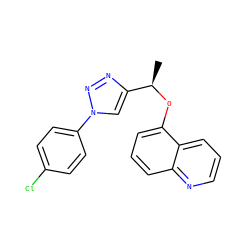 C[C@@H](Oc1cccc2ncccc12)c1cn(-c2ccc(Cl)cc2)nn1 ZINC000043017539