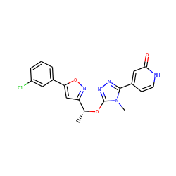 C[C@@H](Oc1nnc(-c2cc[nH]c(=O)c2)n1C)c1cc(-c2cccc(Cl)c2)on1 ZINC000043194666