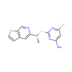 C[C@@H](Sc1nc(N)cc(Cl)n1)c1cc2ccoc2cn1 ZINC000003871189