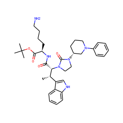 C[C@@H](c1c[nH]c2ccccc12)[C@H](C(=O)N[C@H](CCCCN)C(=O)OC(C)(C)C)N1CCN([C@@H]2CCCN(c3ccccc3)C2)C1=O ZINC000027555499