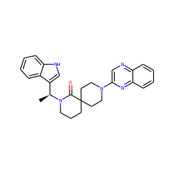 C[C@@H](c1c[nH]c2ccccc12)N1CCCC2(CCN(c3cnc4ccccc4n3)CC2)C1=O ZINC000096173111