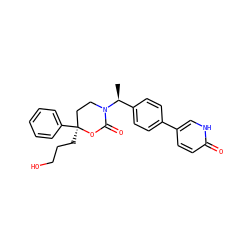 C[C@@H](c1ccc(-c2ccc(=O)[nH]c2)cc1)N1CC[C@](CCCO)(c2ccccc2)OC1=O ZINC000096178575
