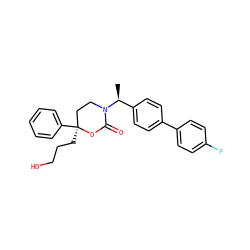 C[C@@H](c1ccc(-c2ccc(F)cc2)cc1)N1CC[C@](CCCO)(c2ccccc2)OC1=O ZINC000072118038
