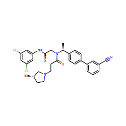 C[C@@H](c1ccc(-c2cccc(C#N)c2)cc1)N(CC(=O)Nc1cc(Cl)cc(Cl)c1)C(=O)CCN1CC[C@H](O)C1 ZINC000028529944