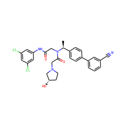 C[C@@H](c1ccc(-c2cccc(C#N)c2)cc1)N(CC(=O)Nc1cc(Cl)cc(Cl)c1)C(=O)CN1CC[C@H](O)C1 ZINC000028529501