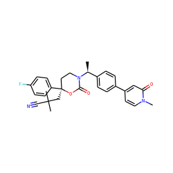C[C@@H](c1ccc(-c2ccn(C)c(=O)c2)cc1)N1CC[C@](CC(C)(C)C#N)(c2ccc(F)cc2)OC1=O ZINC000068151221